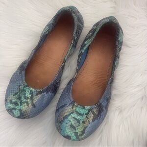 Azure Snake Tieks Flats Size 10